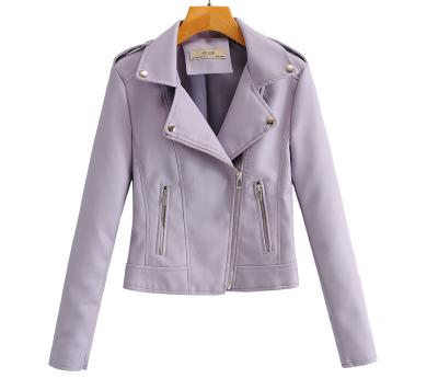 China 2021 autumn new women's jacket fashions wholesale warm QUICK DRY American and thin short lapel locomotive leather jacket leather for sale