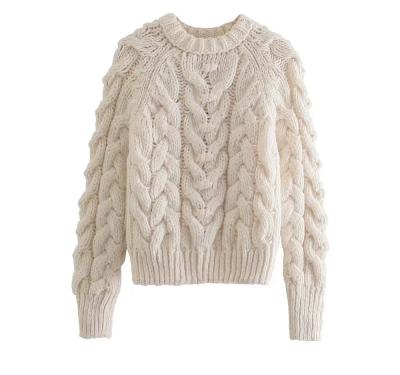 China 2022 new winter women's style lazy sweater thick outer and inner anti-wrinkle with soft eight-ply warm sweater enlarged sweater for sale