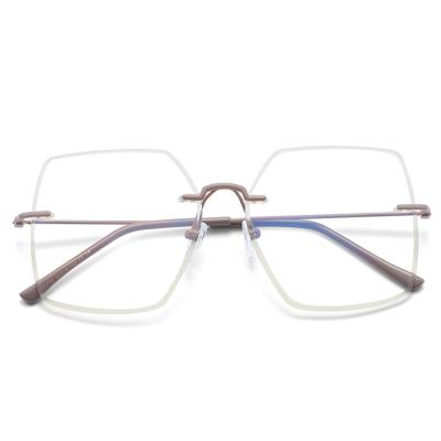 China For Eyewear High Quality Blue Light Fashion Anti Glasses Computer Reading Glass Fashion Stainless Glasses Frames Fit Rimless Optical Frames for sale