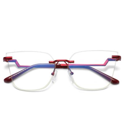 China For Eyewear High Quality Blue Light Fashion Anti Glasses Computer Reading Glass Fashion Stainless Glasses Frames Fit Rimless Optical Frames for sale