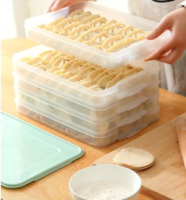 China Multilayer Microwavable Kitchen Dumpling Box Without Compartment Non-stick Bottom Sealed Food Crisper Storage Box Refrigerator for sale