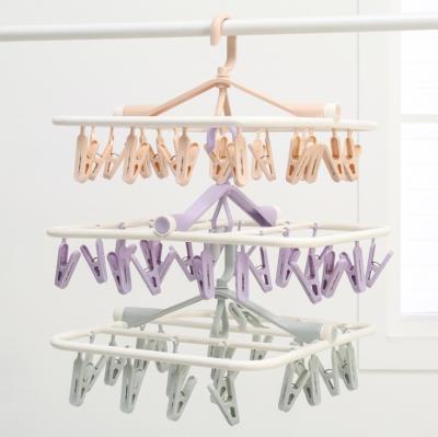 China Amazon Eco-Friendly 20 Multifunctional Plastic Underwear Clips Drying Hanger for sale