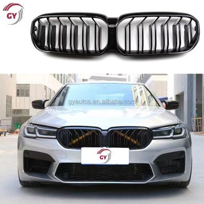 China ABS G30 Two Line M Color Front Bumper Grill Gloss For BMW 5 Series G30 M5 Style Replacement Grill 2021 2022 2023 for sale