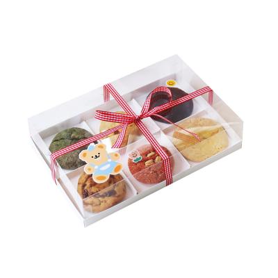 China Recycled Clear Materials 5pcs Donut Boxes Pack Party Decoration 6 Counts Cookie Boxes For Mini Cake Bread Puff Rolls Hamburger Sandwich Pastry for sale