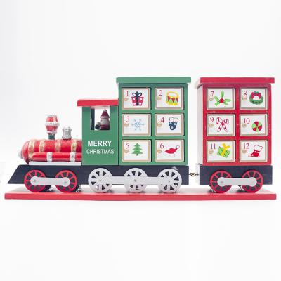 China 2pcs/bag Eco-friendly High Quality Well-design Advent Calendar Wooden Box Wooden Box Train Design Kids Gift for sale