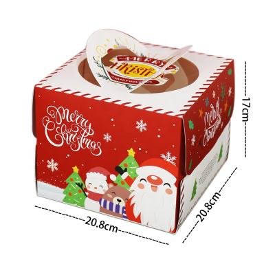 China 2021 Recyclable Christmas Cake Box 10pcs/bag With Handle 8 Inch 8x8x6.5