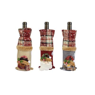 China 2pcs/bag Recyclable High Quality Christmas Cotton Blanket With Elastic Band For Red Wine Gift Wrapping for sale