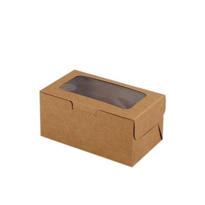 China Wholesale 10pcs/bag Recyclable Customize Cardboard Paper Cake Box Cupcake Box Baking Packaging Box 2 Cups White Marble Grain Kraft Paper for sale