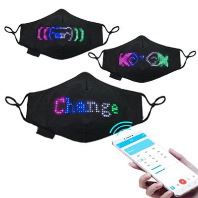 China Cotton Ornament Music Christmas Halloween Light Up Led Face Mask App Control Programmable Message Display for sale