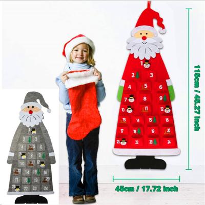 China Eco-friendly Felt Christmas Countdown Calendar Pendant Decoration Supplies Three-Dimensional Santa Claus Gift Toys Wholesale for sale