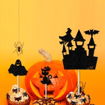 China Three styles hot sale exquisite sign diversified connections witch bat decoration Halloween cake plug-in for sale