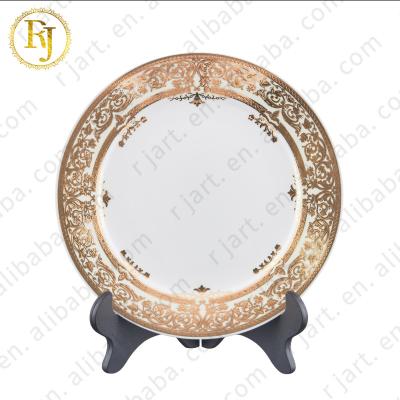 China Viable high-end hotel villa decoration Kazak Gold Muslim Skidki Chinni Idishlar Posuda Dinnerware Set Luxury Dinner Set Tableware for sale