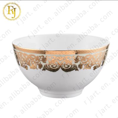 China Skidki Chinni Idishlar Posuda Traditional High-end Muslim Ceramic Bone China Bowl Traditional Uzbekistan Decoration Villa Tableware Hotel Ceramic Bowl for sale