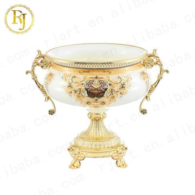 China Kazak Viable Dinnerware Uzbekistan Skidki Fruit Dish European Idishlar Glass Gold Pattern Chinni Posuda Fruit Dish for sale