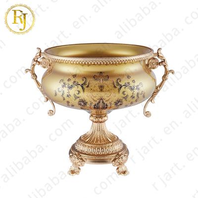 China Gold Skidki Idishlar Pattern Glass Bowl Chinni Posuda Pedestal Decorative Glass Bowl Religious European Muslim Candy Uzbekistan Kazak High Foot for sale