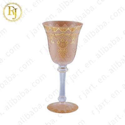 China Muslim Gold Pattern Crystal Wine Glass Idishlar Glass Tumbler Wine Uzbekistan Kazak Europe Muslim Chinni Posuda Wine Glasses Cut Crystal for sale