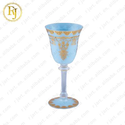 China Model Chinni Posuda Crystal Stem Wine Glass Gold from Skidki Bohemia Crystal Wine Glasses Idishlar Glass from Kazak from Uzbekistan from Europe for sale