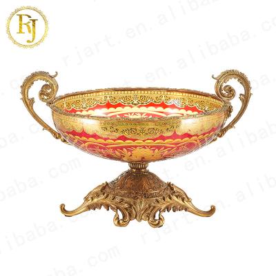 China Europe Dubai Turkey Luxury Full Gift Fruit Dish Crystal Plates Gold Idishlar Pattern Chinni Posuda Glass Tableware for sale