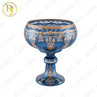 China Uzbekistan Kazak Glass Gold Pattern Fruit Dish Skidki Idishlar Carmic Viable Muslim Chinni Posuda Storage Tableware Porcelain for sale