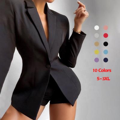 China Anti-pilling Lapel 2022 Spring Sleeve Long Casual One Buckle Suit Shorts Sets 2 Piece Suits Sets Women Clothing Suits for sale