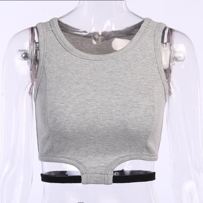 China QUICK DRY 2021 fashion women knitted top sexy solid color design sleeveless short vest women for sale