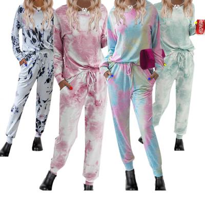 China 2021 Wholesale QUICK DRY Fall Tie Matrix Pajamas Pants PJ Sets Joggers Loungewear Sleepwear for sale