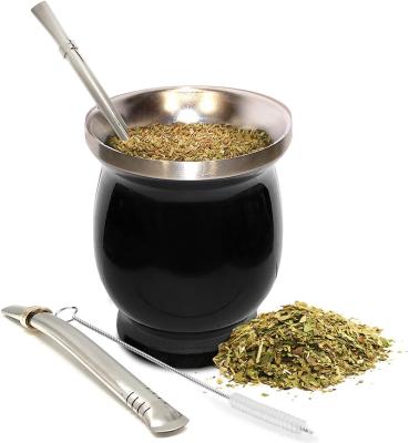 China Amazon Yerba Mate 18/8 Stainless Steel Wall Yerba Mate Wholesale Hot Selling Wholesale Argentinian Yerba Mate Double Cup With Mate Bombilla Straw for sale