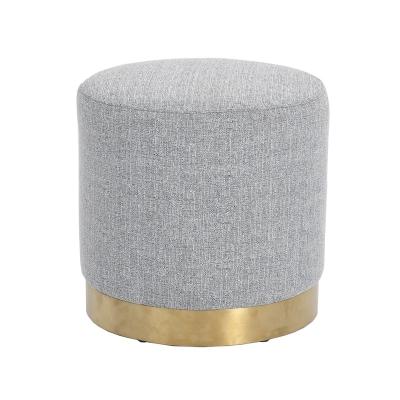 China Gold Plating Nisco Small Metal Base Round Ottoman Upholstered With Metal Base Gold Plating, Extra Stool Rest Seat, Small Lounge Stools And Foot for sale