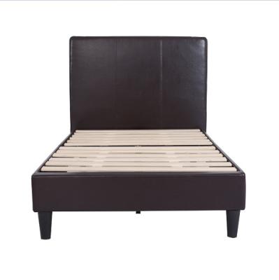 China Lighted Leather Headboard Nisco Faux Queen Size Upholstered Bed Frame With Slat Colors And Sizes Available for sale