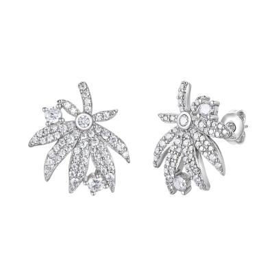 China 100% TRENDY examined high quality for wholesales fashion jewelry leaves form classic zircon drop earrings for sale