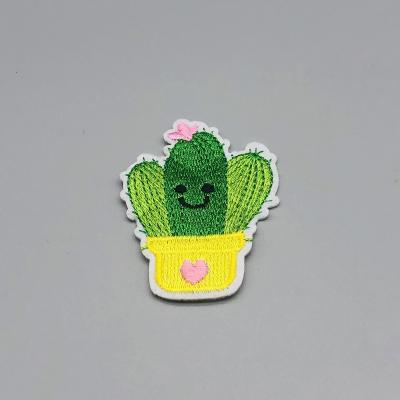 China Other Embroidery Patches Design Cactus Patches Embroidery Trims With Fix Patches Hot Glue On The Back for sale