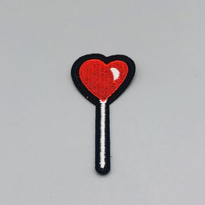 China Other Heart Design Patches Red Color Patches Cheap Price Embroidery Patches With Glue On The Back for sale