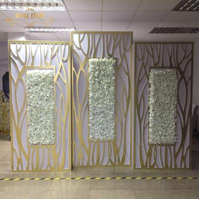 China Wholesale 3D wedding event /party carving wedding acrylic backdrop gold flower wall backdrop wedding for sale