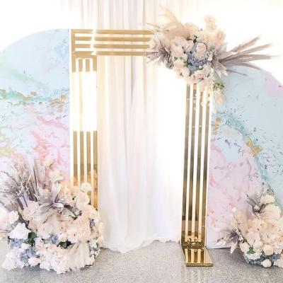 China Wedding event /party customized gold stainless steel arch panel backdrop used wedding stage decoration for sale