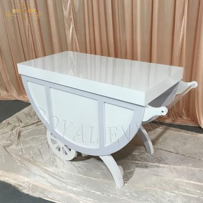 China Minimalist Wedding Event /party Dessert Candy Cart White Champagne Cart Candy Carts For Parties for sale