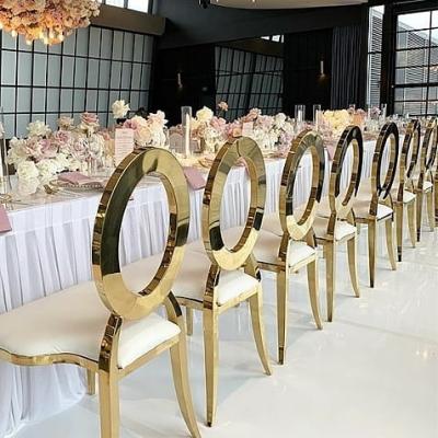 China Modern Wholesale Stainless Steel Bridal Reception Chairs Wedding Dining Chairs For Rental for sale