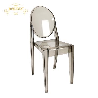 China Modern Event Resin Transparent Ghost Rental Stackable PC Chairs Wedding Dining Chairs for sale