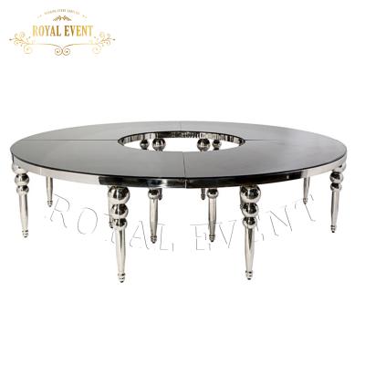 China Modern hot sale wedding furniture stainless steel round table wedding bridal dining table with glass top for sale