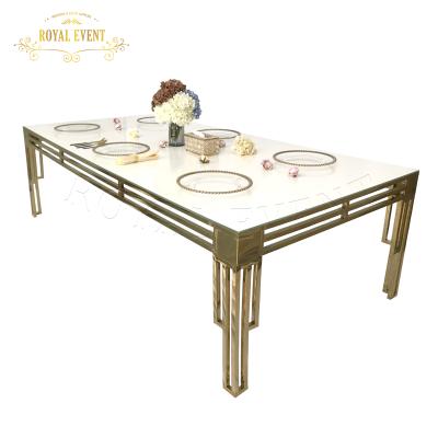 China Modern Luxury Event Furniture Gold Stainless Steel Party Love Table For Wedding for sale