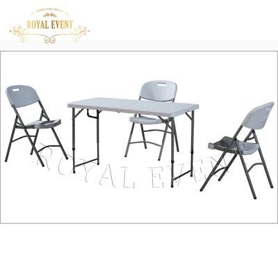 China Wholesale Modern Cheap Rectangular Outdoor Portable White HDPE Plastic Folding Dining Chairs And Tables for sale