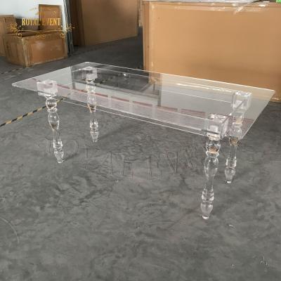 China 2021 Hot Clear Acrylic Crystal Wedding Table Round Outdoor Wedding Event /party Dining Table Tables for sale