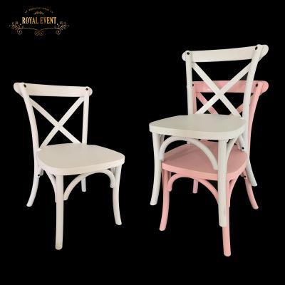 China Modern Baby Shower Cross Back White Kids Chair Plastic Chairs For Kids Party for sale