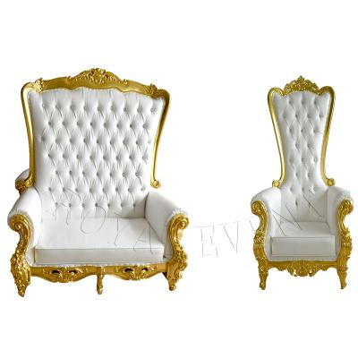 China King And Queen Throne Modern Luxury Royal High Back Chair Wooden Loveseat Newlyweds Chair for sale