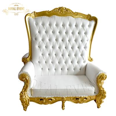 China Gold Modern Luxury High Back Antique Chairs Bride Groom Throne Chairs for sale