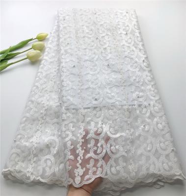 China Wholesale price workable french lace with sequins good quality nice deisgn african lace fabric sequin lace for sale