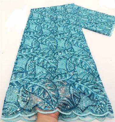 China Hot Selling French Sequin African Favorite Sequin Lace Fabric Nice Embroidery Lace for sale