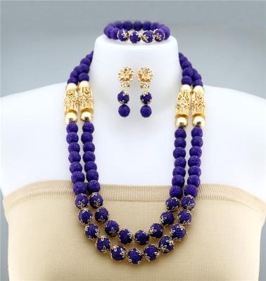 China CLASSIC Purple Color Hot Selling Jewelry Sets Popular Designs Fashion Beads Big Jewelry Sets for sale