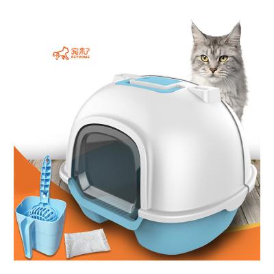 China PETCOME Viable Manufacturers Super Eco Friendly Cat Toilet With Cat Sand Closed Scoop Large for sale