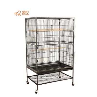 China PETCOME Breathable Manufacturers Large Double Layer Parrots Easy Clean Big Bird Cage With Tray And Wheel for sale