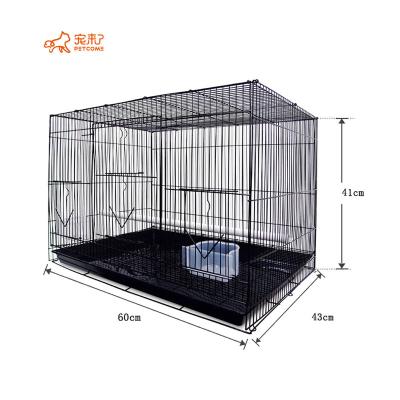 China PETCOME Suppliers Best Selling Breathable Pet House For Sale Wire Mesh Metal Square Small Bird Cages With Bowl for sale